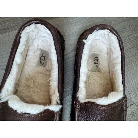UGG Australia Men’s Leather Moccasin Faux Fur Lined Slipper 5396 US 9 Dark Brown main image 10